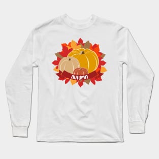 Autumn | Pumpkin & Leaves Long Sleeve T-Shirt